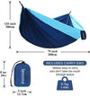lensma Camping Hammock - Extra Large Double Parachute Hammock (2 Tree Straps 16 Loops,10 ft Included) USA Brand Lightweight Nylon Mens Womens Kids, Camping Accessories Gear (Sky Blue/Gray)